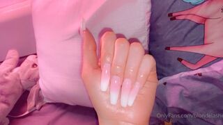 blondelashes19 blissful devil caresses shaved vagina