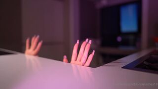 blondelashes19 classy chick strips and caresses her cunt