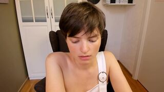 allymasony openwork wench in stockings coyly changes poses and strokes shaved pussy