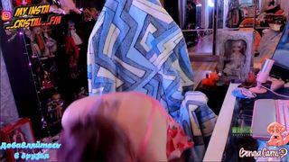 _Cristal_ in stockings teased pussy lying on her back