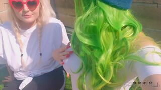 Little Puck onlyfans Chick in stockings Nastya caresses pussy lips