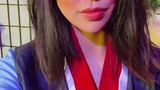 feliciavoxcosplay busty maiden posing in stockings