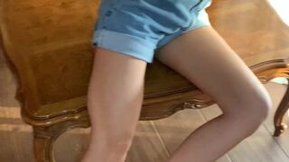 AnnaBlossom cute lady caresses shaved cunt