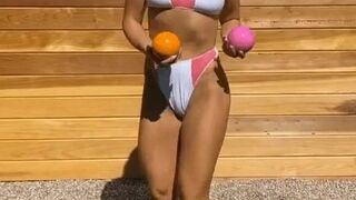 AdrianaChechik sweet lady takes off her dress