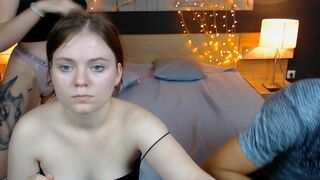 montiorene naughty female caresses shaved cunt