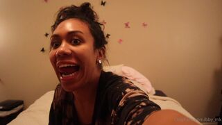 bby Playful woman caresses shaved pussy