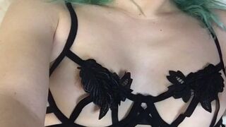 hinaughtya Beauty in stockings shows small tits