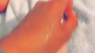 gwen singer Cute babe in stockings massages vagina with hand