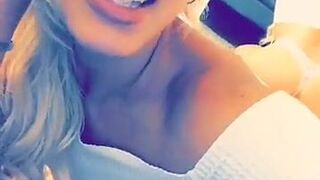 gwen singer in stockings teased pussy lying on her back