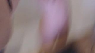 Aariella  white-haired babe fucks with a dildo