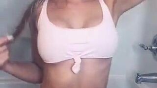 Morgan Lux Slim model strips in the woods