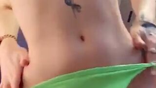 Layna Boo Enchanting young lady exposes hanging breasts