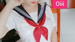 Shirayuki  Pretty girl with pigtails exposes small tits