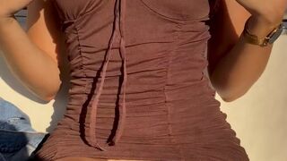 coupleintimacy Busty slut caresses shaved pussy