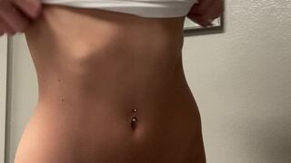 Karli Mergenthaler, karlimergenthaler caresses the clitoris under the table