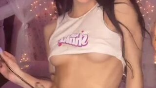 Karli Mergenthaler, karlimergenthaler gave a big boob check, then fucked herself with a dildo