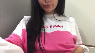 Bunnyrosex onlyfans Cute babe strips and jerks off shaved holes