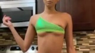 5ce98f16f055c Slender babe masturbates shaved pussy