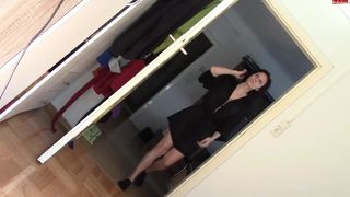 marywet-black satin robe_1080p