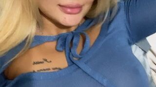 Michellen Cristina onlyfans Busty hottie caresses shaved pussy
