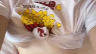 Lucy Goyette aka LucyIsLoud onlyfans Gripping nipple masturbates wet wrap