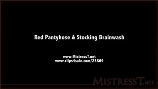 clips4sale Mistress T - red pantyhose and stocking brainwash 720p