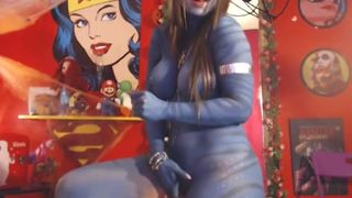 Hot busty babe caresses nipples