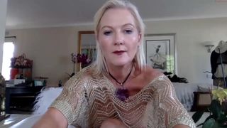 gl1tter_barbie busty chick caresses shaved pussy