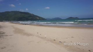 Bruce and Morgan Lustful skin jerks off shaved cunt