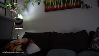 bloomyogi courtesan takes off her tights, showing charms