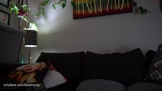 bloomyogi courtesan takes off her tights, showing charms