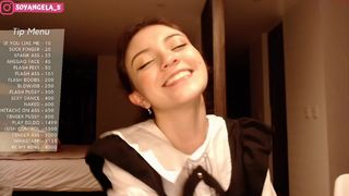 angela busty babe massages pussy