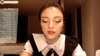 angela busty babe massages pussy