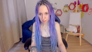 purple_miss sweet thing masturbates shaved cunt