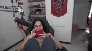 laura cornett with a toy