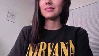 giannasue cute babe in stockings massages vagina with hand