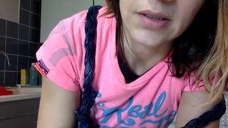 french_lolita gorgeous female licks dildo